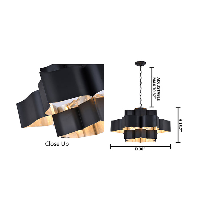 Three Tier Chandelier with Leaf Interior by Bethel - view 22