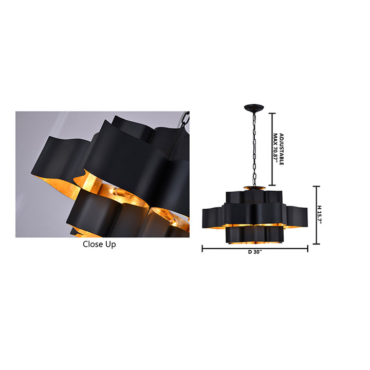 Three Tier Chandelier with Leaf Interior by Bethel - view 14
