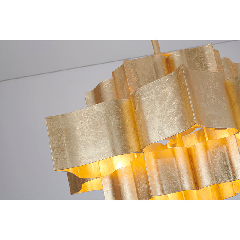 Three Tier Chandelier with Leaf Interior by Bethel - view 9