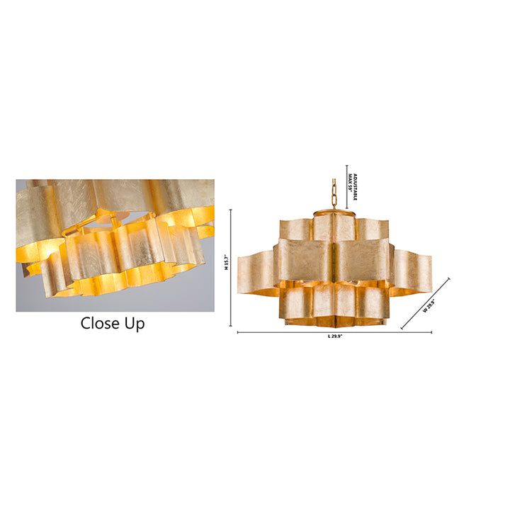 Three Tier Chandelier with Leaf Interior by Bethel - view 10