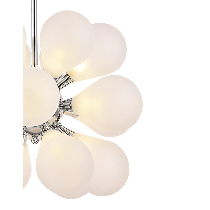 Chrome Frame Sputnik Ceiling Fixture with White Glass Tear Drop Shades by Bethel - view 4