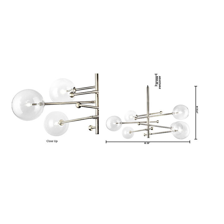 Metal Frame Ceiling Fixture with Clear Glass Globe Shades by Bethel - view 5