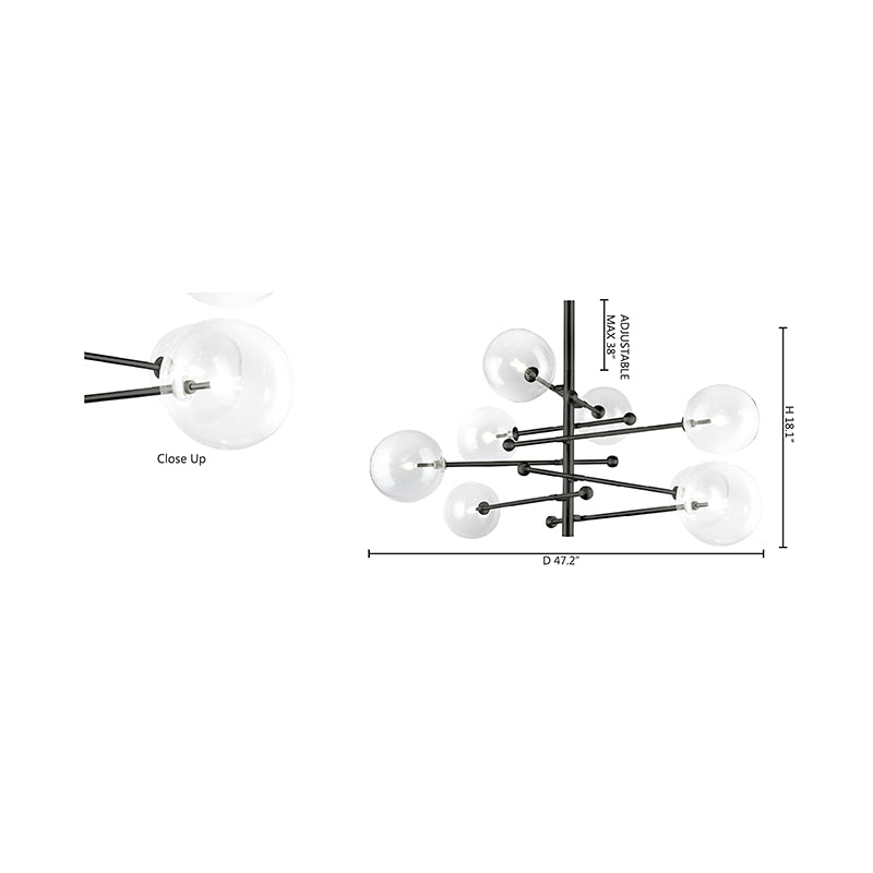 Metal Frame Ceiling Fixture with Clear Glass Globe Shades by Bethel - view 14