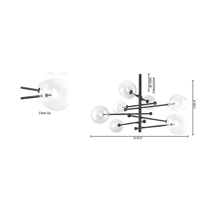 Metal Frame Ceiling Fixture with Clear Glass Globe Shades by Bethel - view 14