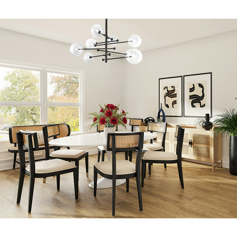 Metal Frame Ceiling Fixture with Clear Glass Globe Shades by Bethel - view 15