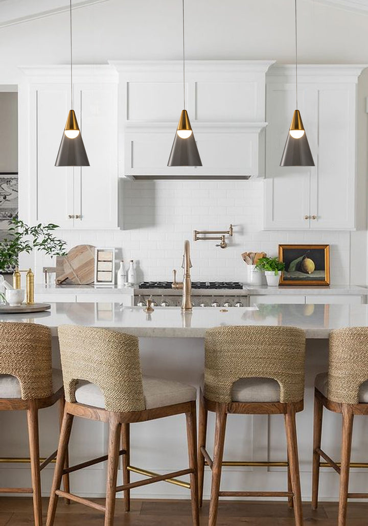 Metal Frame Single Pendant Light with Acrylic Shade by Bethel - view 2