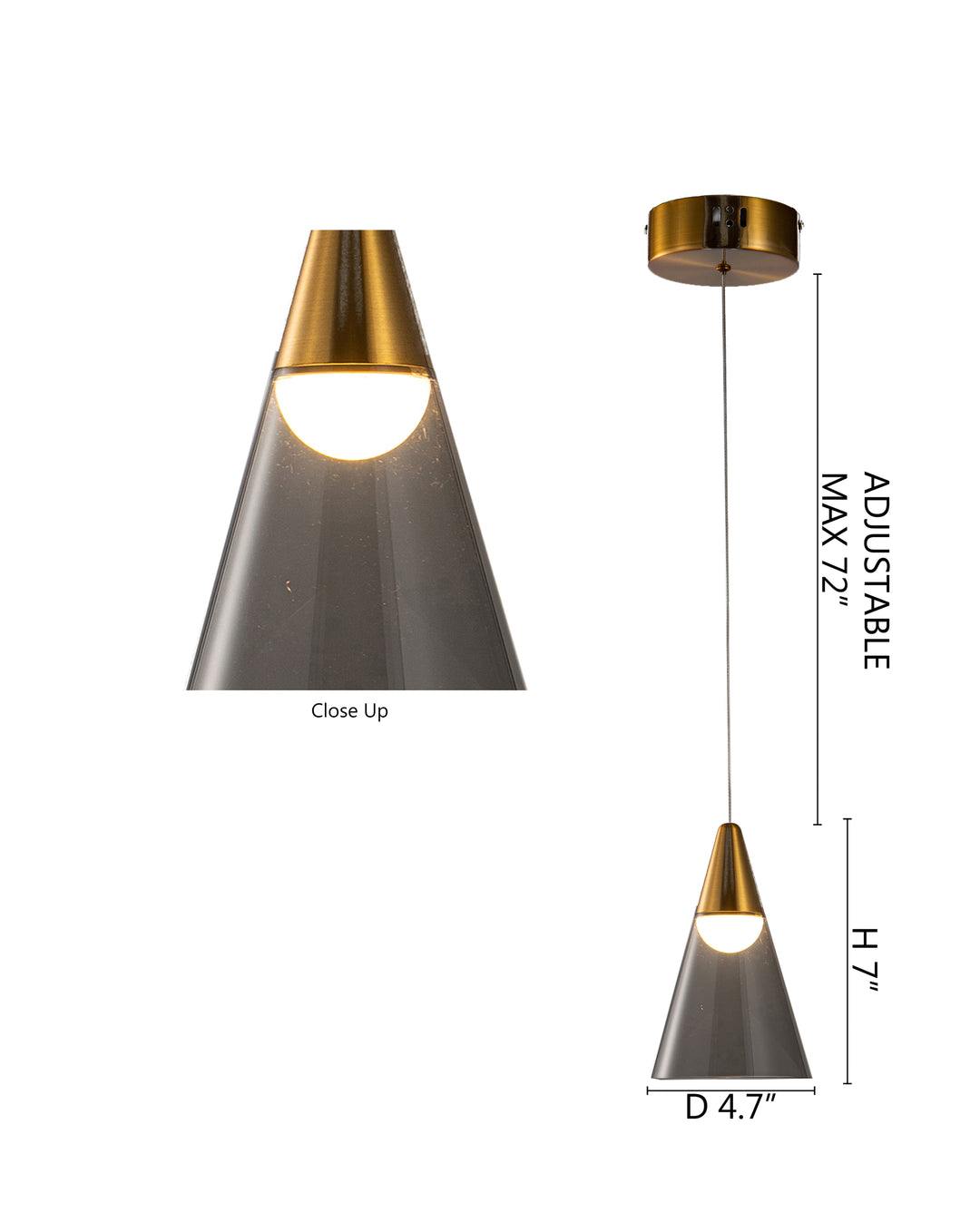 Metal Frame Single Pendant Light with Acrylic Shade by Bethel - view 3