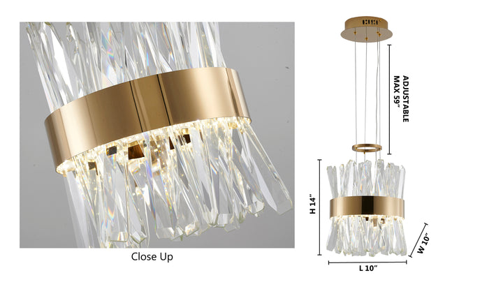 Stainless Steel Frame LED Pendant with Clear Crystals by Bethel - view 8