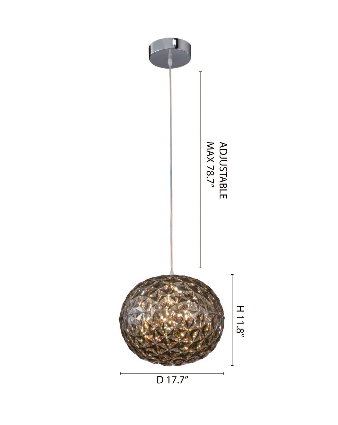 Clear Acrylic LED Pendant Light with Hardware by Bethel - view 12