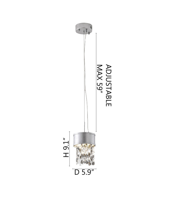 Leaf Framed Pendant Light with Clear &amp; Champagne Hanging Crystals