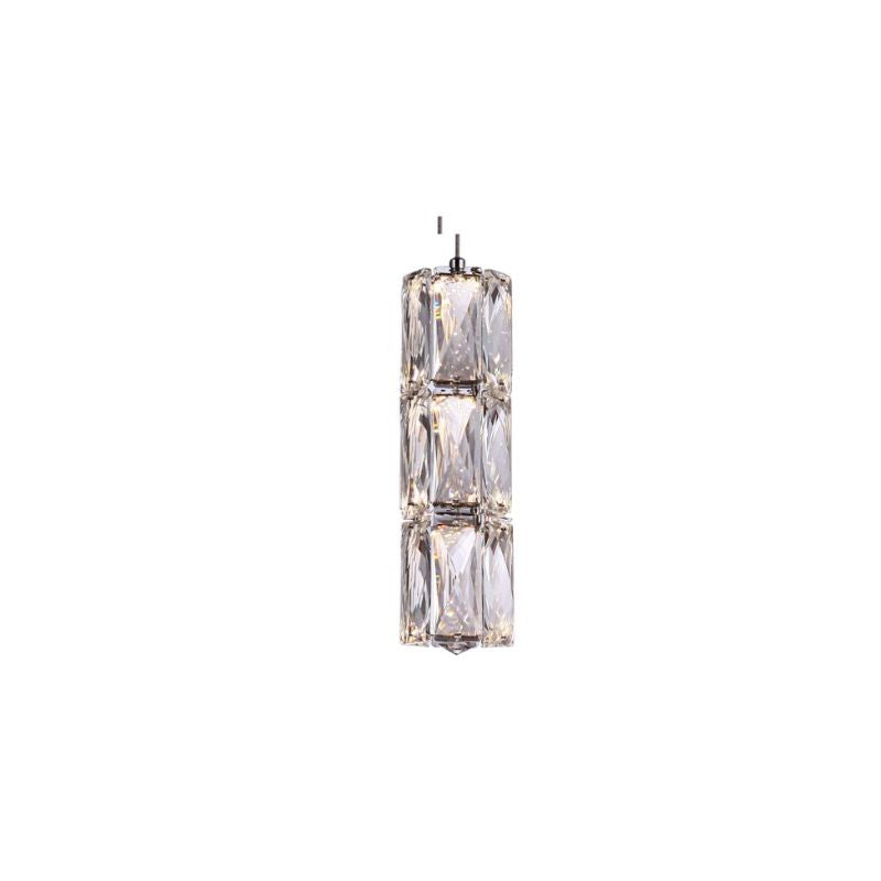Clear Crystal Single Pendant LED Light with Chrome Hardware by Bethel - view 2