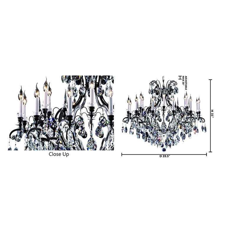 Metal Frame Chandelier with Clear Hanging Crystals (MD809219) by Bethel - view 17