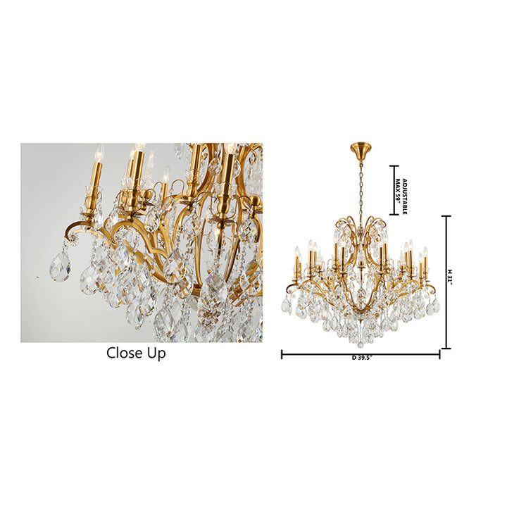 Metal Frame Chandelier with Clear Hanging Crystals (MD809219) by Bethel - view 8