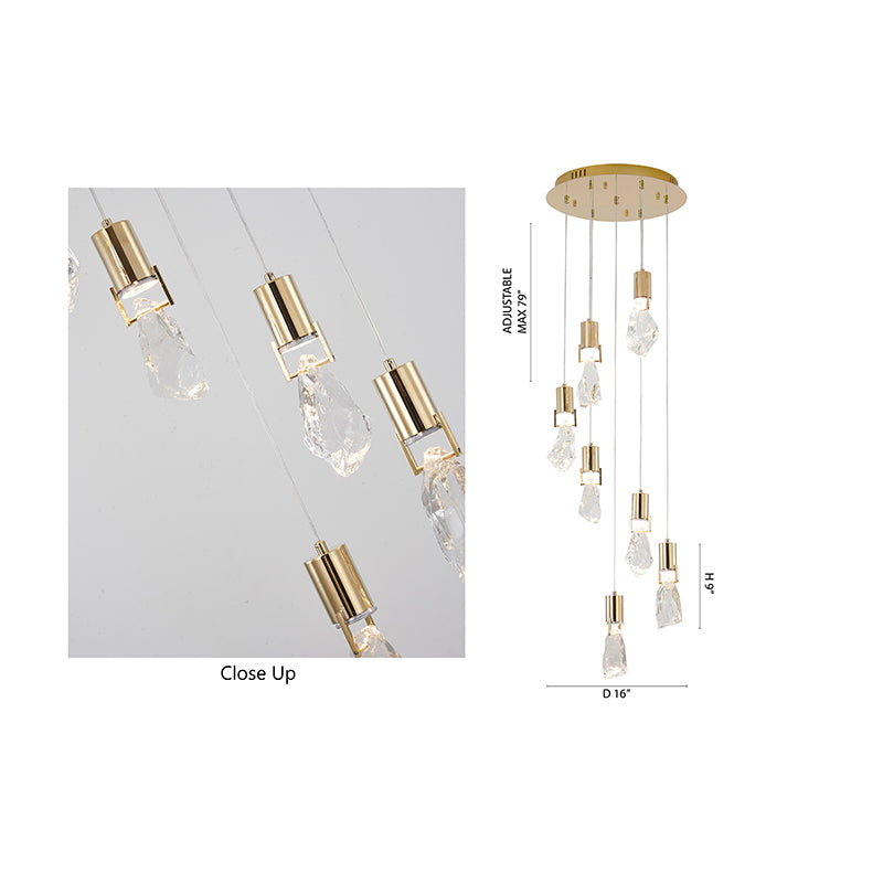 Chandelier with Clear Crystal Stone Pendants by Bethel - view 8
