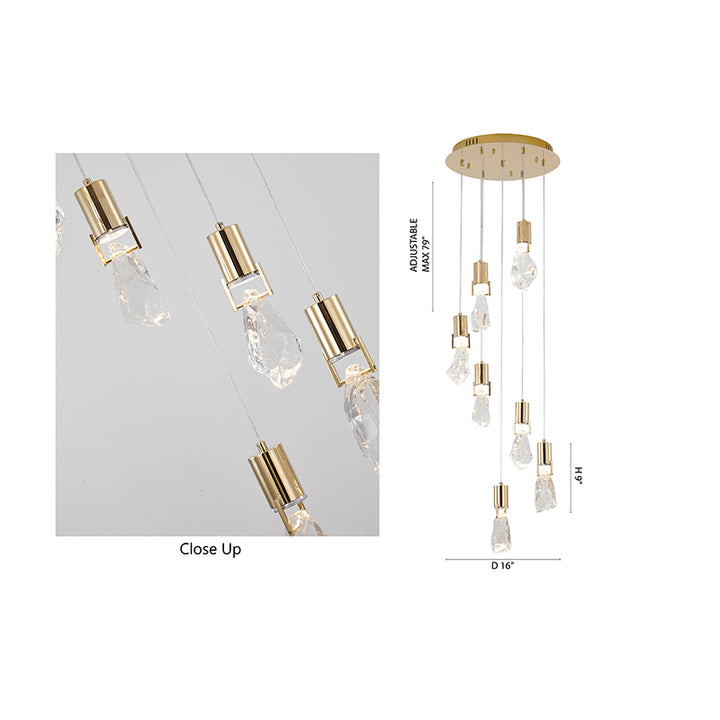 Chandelier with Clear Crystal Stone Pendants by Bethel - view 8