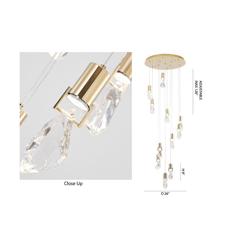 Chandelier with Clear Crystal Stone Pendants by Bethel - view 14