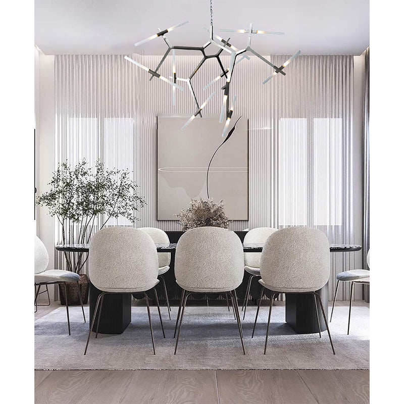Satin Nickel Frame Ceiling Fixture with Frosted Tubed Glass Shades by Bethel - view 4