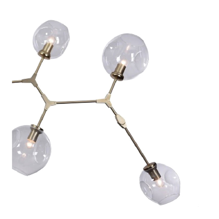 Frame Ceiling Fixture with Dented Glass Shades Arms Are