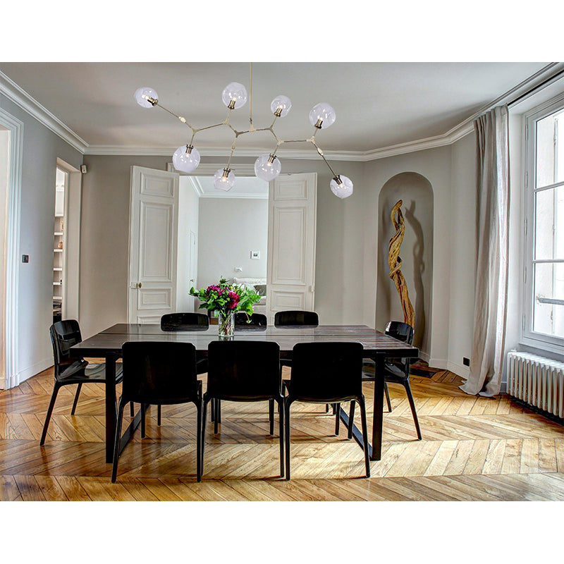 Frame Ceiling Fixture with Dented Glass Shades Arms Are