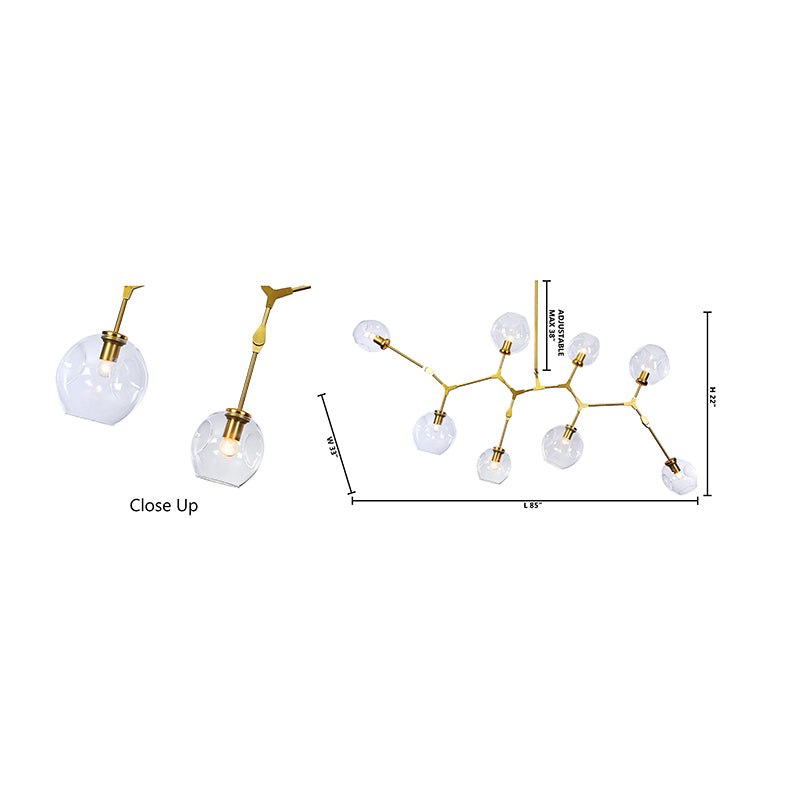 Frame Ceiling Fixture with Dented Glass Shades Arms Are
