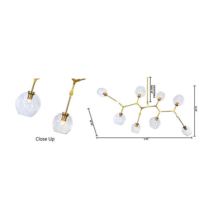 Frame Ceiling Fixture with Dented Glass Shades Arms Are