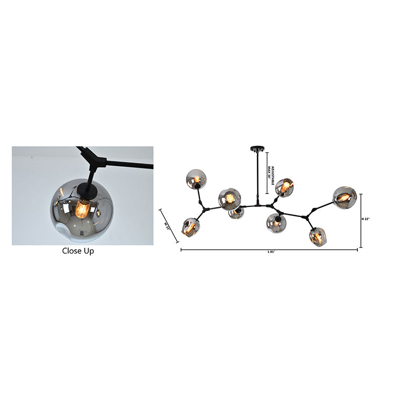 Frame Ceiling Fixture with Dented Glass Shades Arms Are