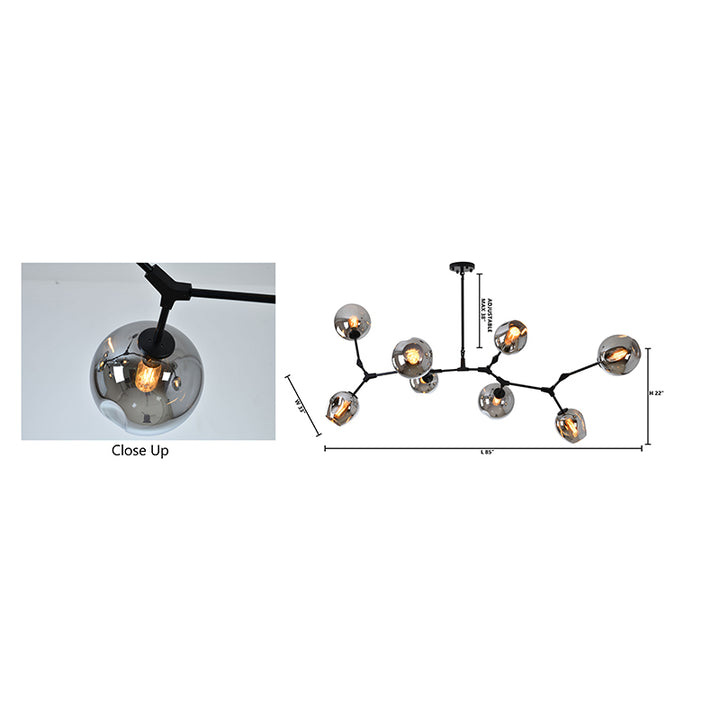 Frame Ceiling Fixture with Dented Glass Shades Arms Are
