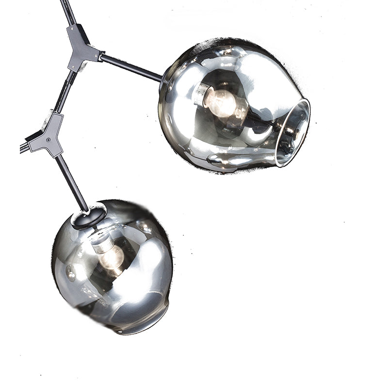 Frame Ceiling Fixture with Dented Glass Shades Arms Are
