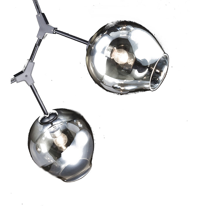 Frame Ceiling Fixture with Dented Glass Shades Arms Are