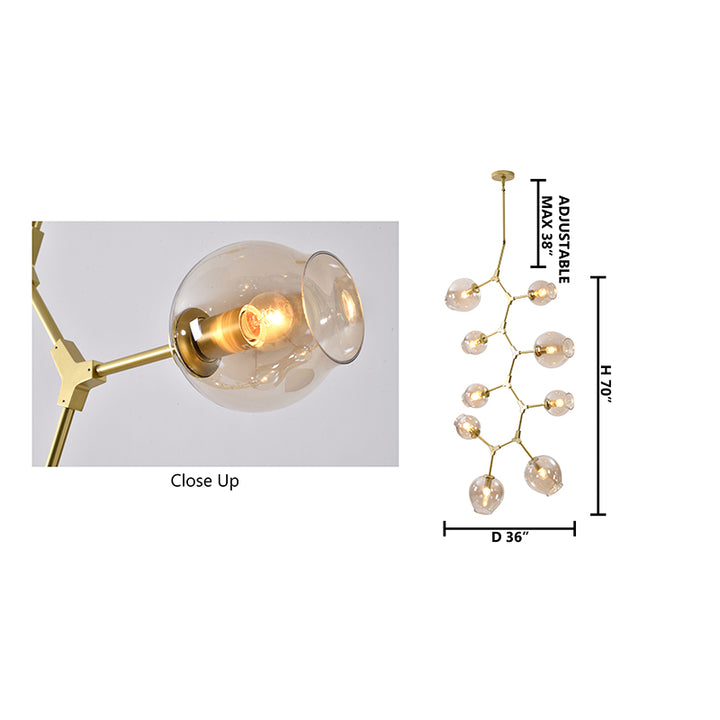 Frame Ceiling Fixture with Dented Glass Shades Arms Are