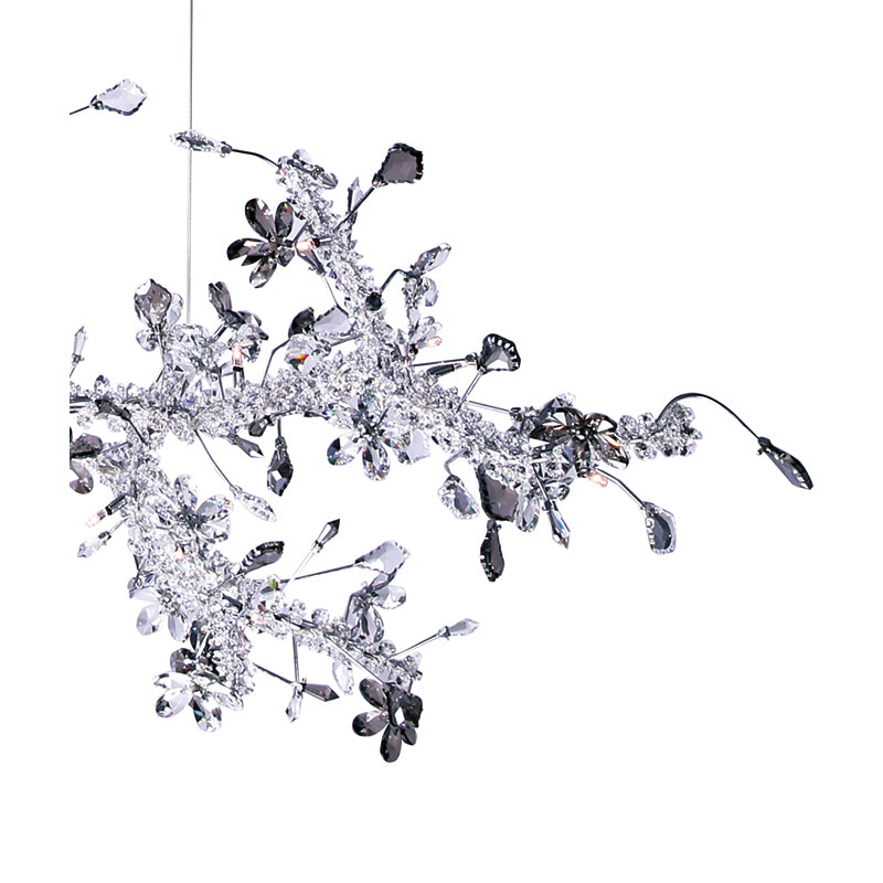 Clear &amp; Champagne Crystal Branch Chandelier with Hardware