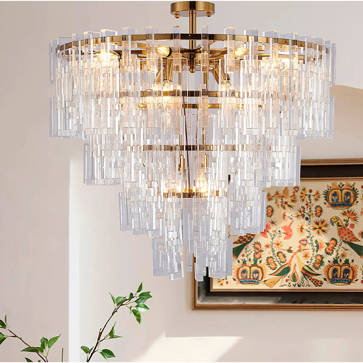 Metal Frame Chandelier with Clear Acrylic Hanging Links by Bethel - view 15