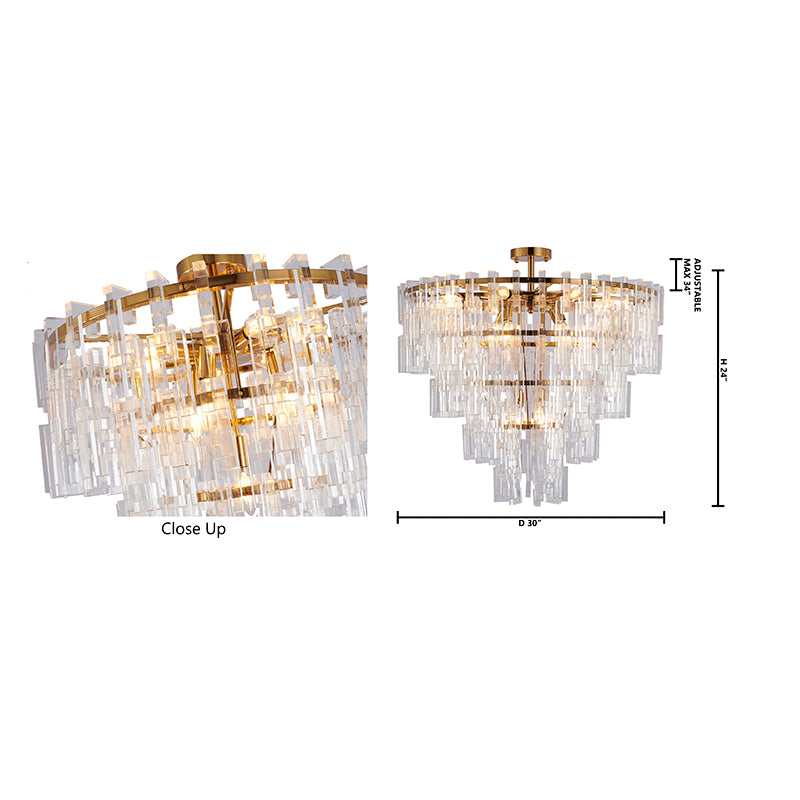 Metal Frame Chandelier with Clear Acrylic Hanging Links by Bethel - view 16