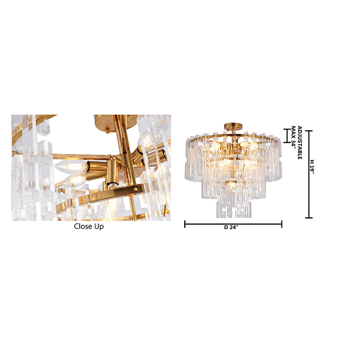 Metal Frame Chandelier with Clear Acrylic Hanging Links by Bethel - view 6