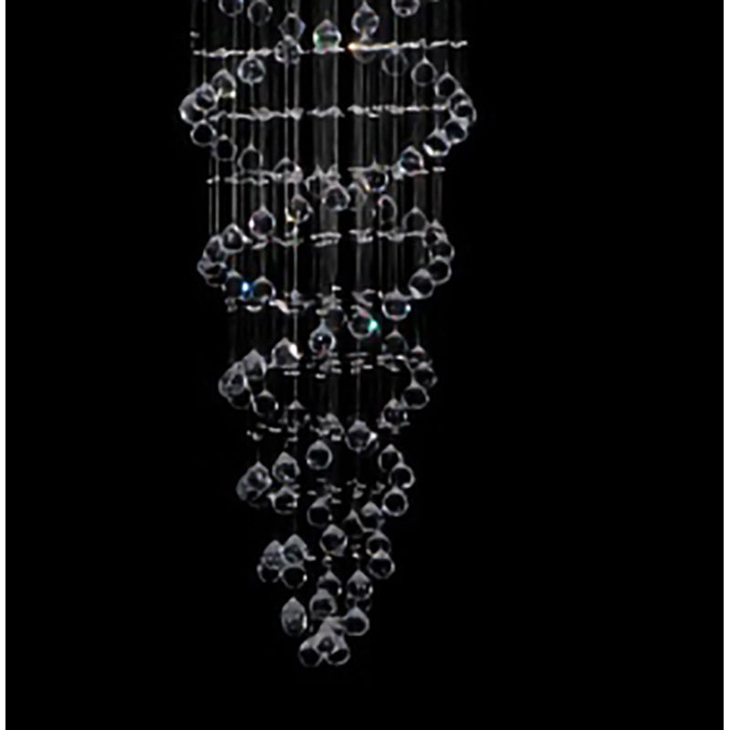 Round Flushed Chrome Frame Chandelier with Double Spiral of Hanging Clear Crystals by Bethel - view 2