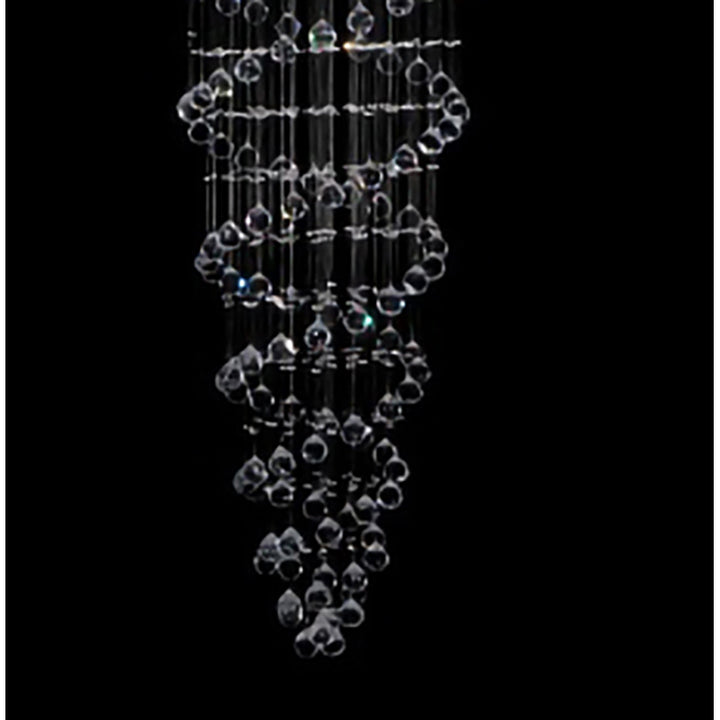 Round Flushed Chrome Frame Chandelier with Double Spiral of Hanging Clear Crystals by Bethel - view 2