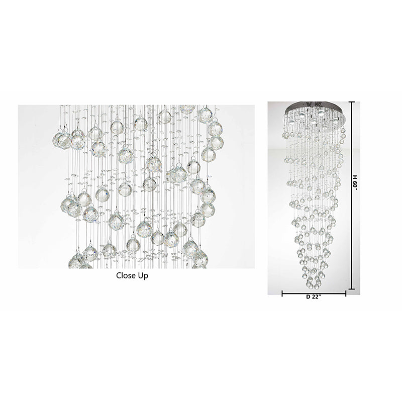 Clear Crystal Double Spiral Chandelier with Chrome Hardware by Bethel - view 6