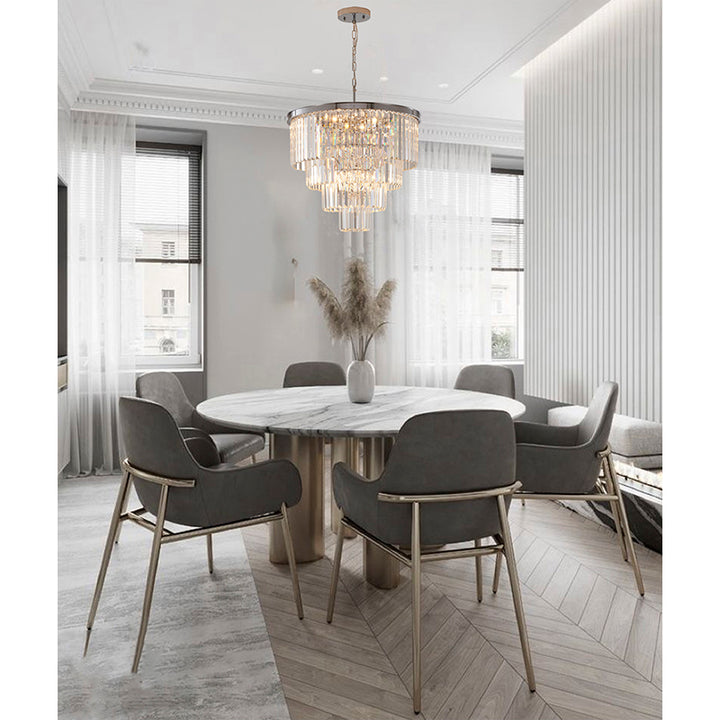 Four Tier Frame Chandelier with Clear Hanging Crystals by Bethel - view 14