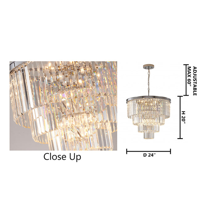 Four Tier Frame Chandelier with Clear Hanging Crystals by Bethel - view 15