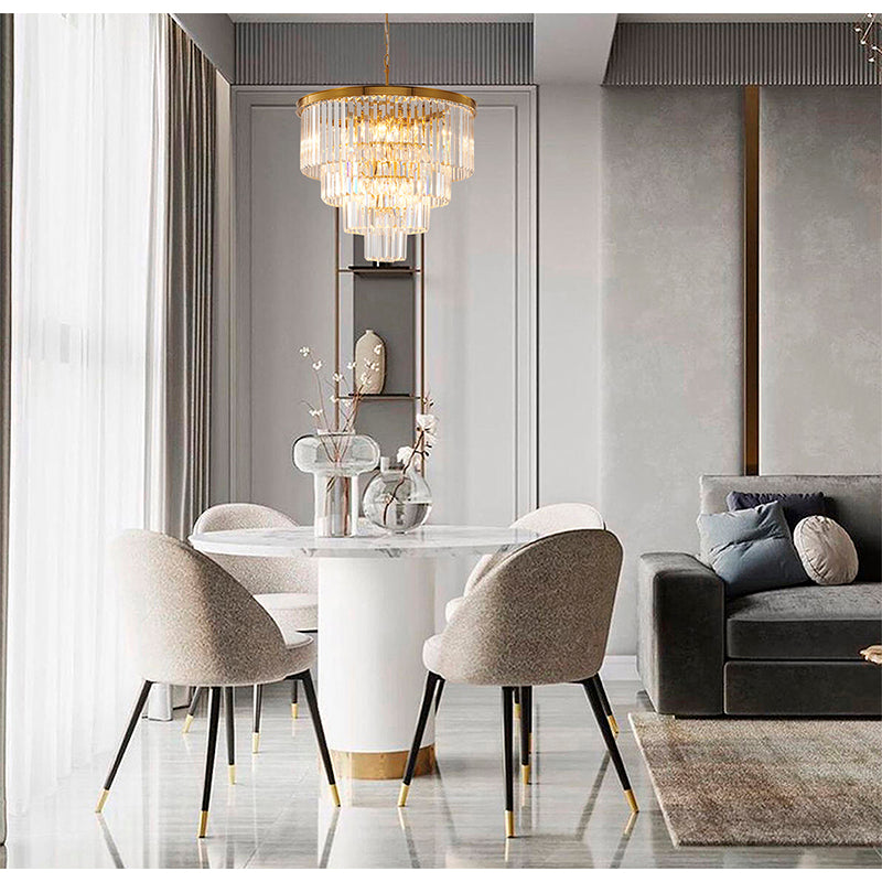 Four Tier Frame Chandelier with Clear Hanging Crystals by Bethel - view 4
