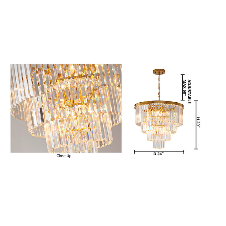 Four Tier Frame Chandelier with Clear Hanging Crystals by Bethel - view 5