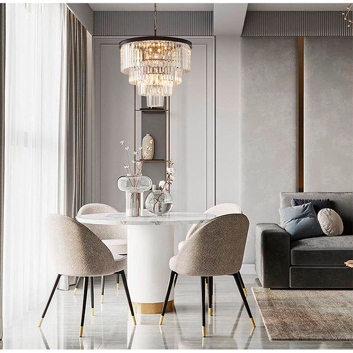 Four Tier Frame Chandelier with Clear Hanging Crystals by Bethel - view 9