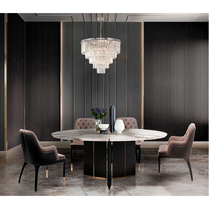 Five Tier Frame Chandelier with Clear Hanging Crystals by Bethel - view 10