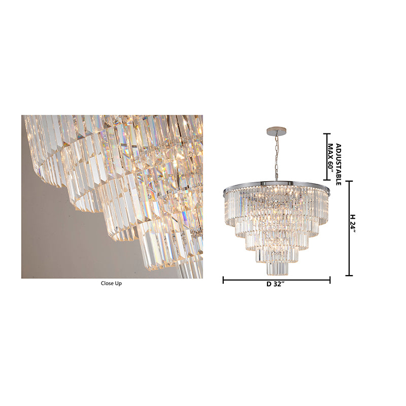 Five Tier Frame Chandelier with Clear Hanging Crystals by Bethel - view 11