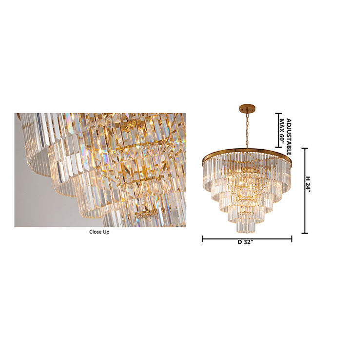 Five Tier Frame Chandelier with Clear Hanging Crystals by Bethel - view 18