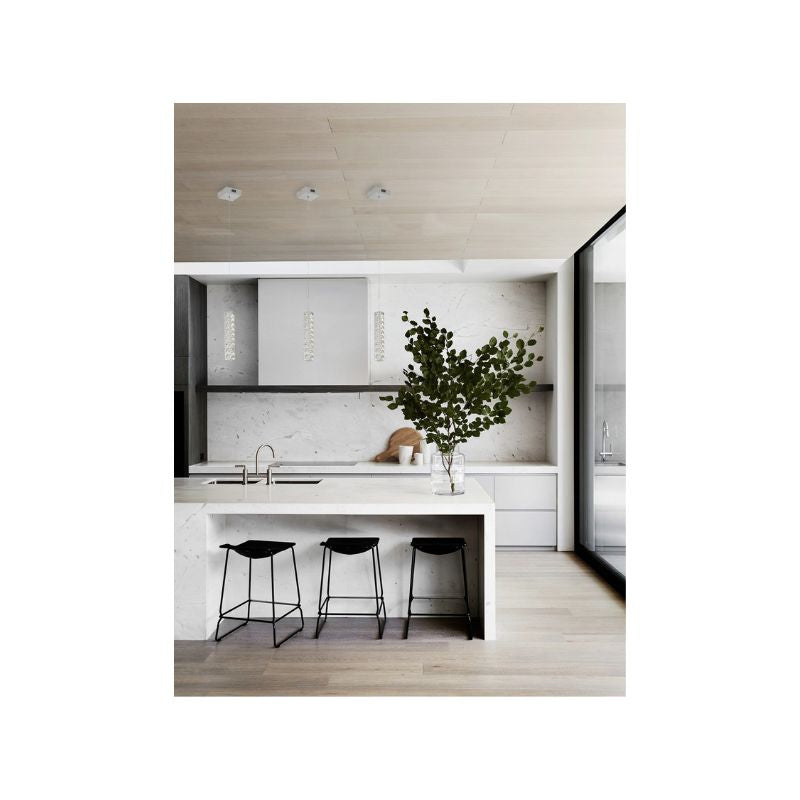 Triple Sided Clear Crystal Single Pendant LED Light Fixture with Chrome Stainless by Bethel - view 6