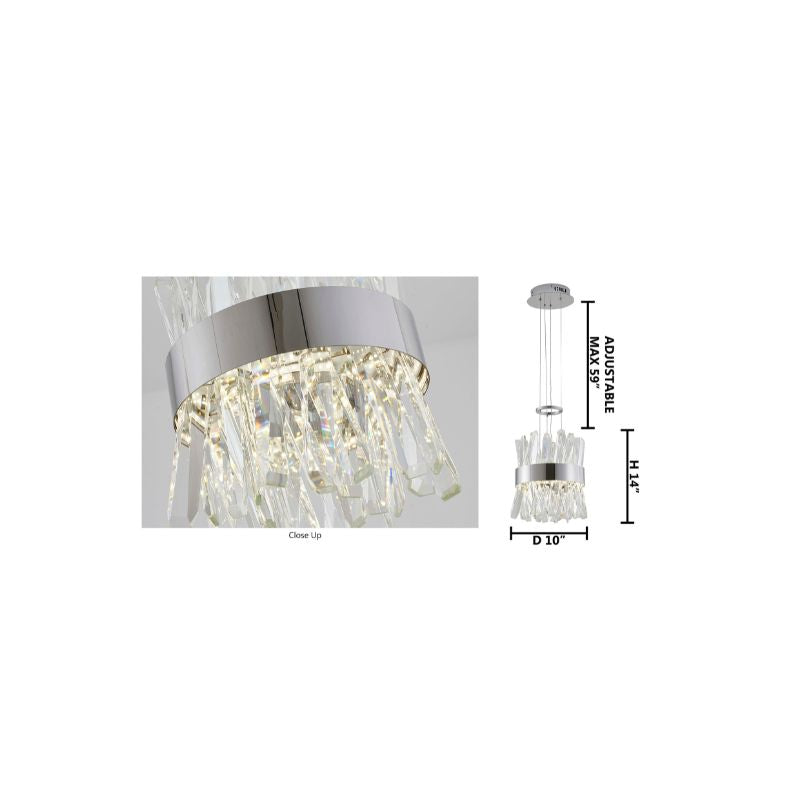 Stainless Steel Frame LED Pendant with Clear Crystals by Bethel - view 5