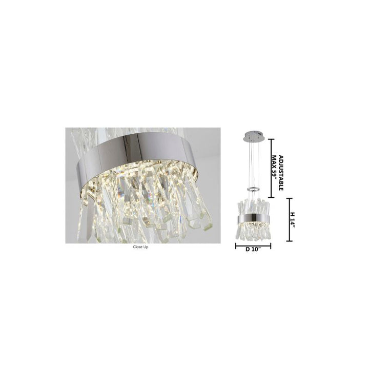 Stainless Steel Frame LED Pendant with Clear Crystals by Bethel - view 5