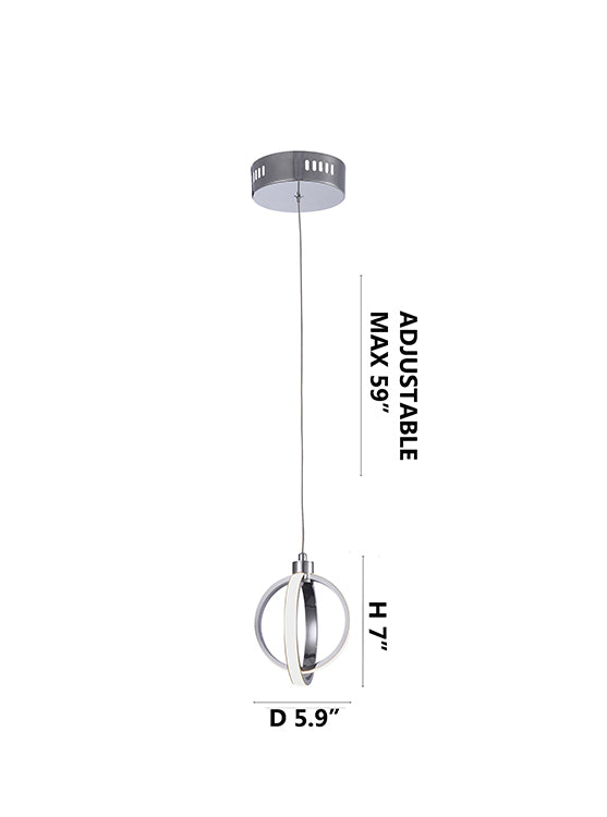 Hanging Pendant Orb Light with Chrome Frame and White Acrylic Diffuser by Bethel - view 5