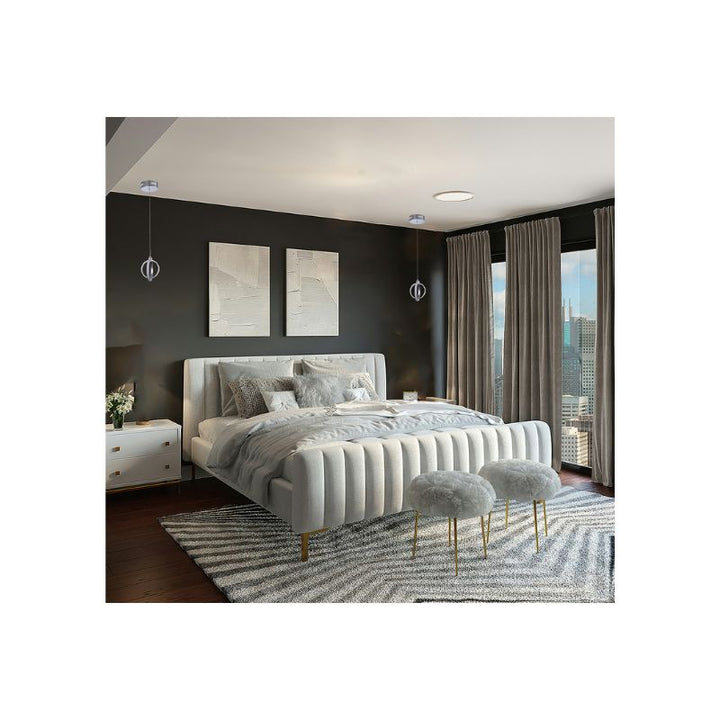 Hanging Pendant Orb Light with Chrome Frame and White Acrylic Diffuser by Bethel - view 6